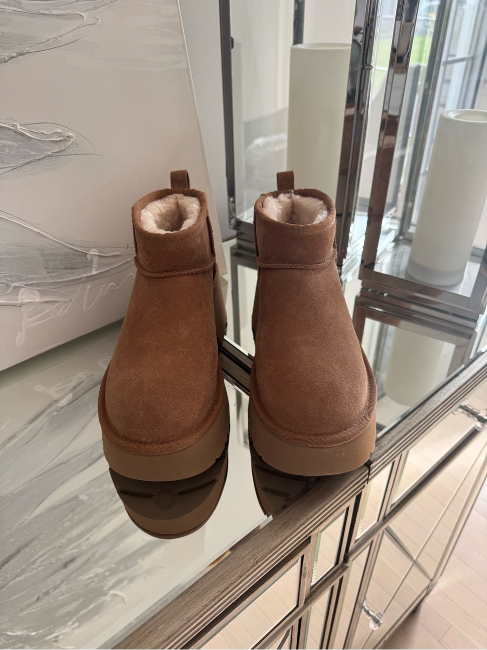 UGG Chestnut Shearling-Lined Short Suede Boots